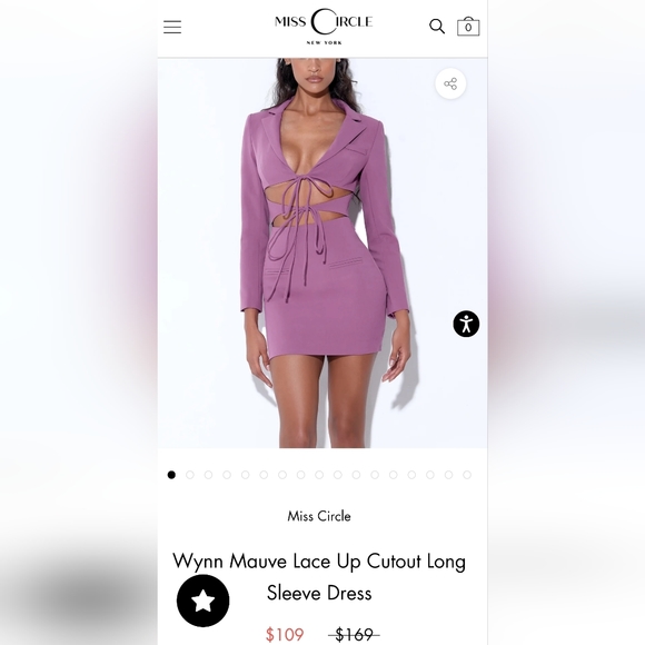 💜Wynn Mauve Lace Up Cutout Long Sleeve Dress💜 - Picture 2 of 16